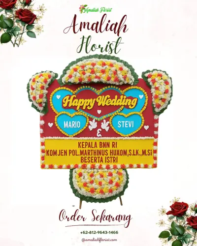 Karangan Papan Bunga Pernikahan di Ngasinan